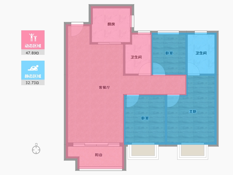 湖北省-武汉市-华润联投半岛九里-73.19-户型库-动静分区