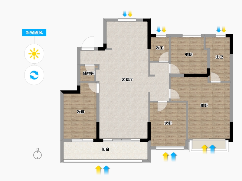 浙江省-嘉兴市-融创·嘉望府-116.00-户型库-采光通风