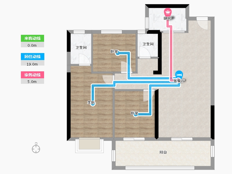 湖北省-咸宁市-城发·鸣珂里-85.65-户型库-动静线