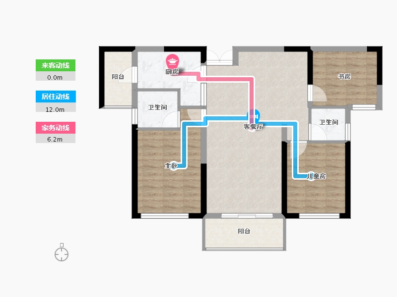 湖南省-长沙市-深业沙河城-83.47-户型库-动静线