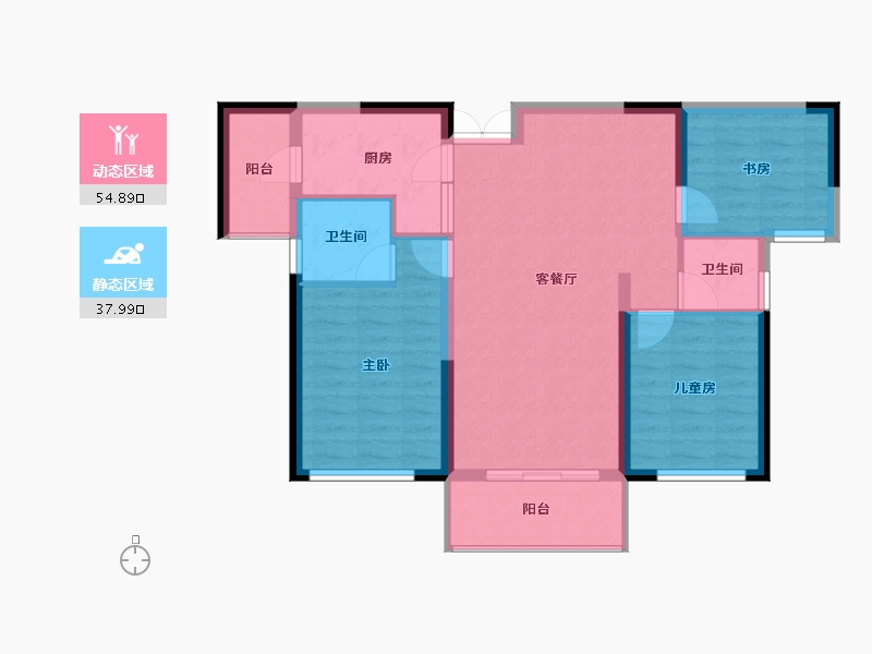 湖南省-长沙市-深业沙河城-83.47-户型库-动静分区