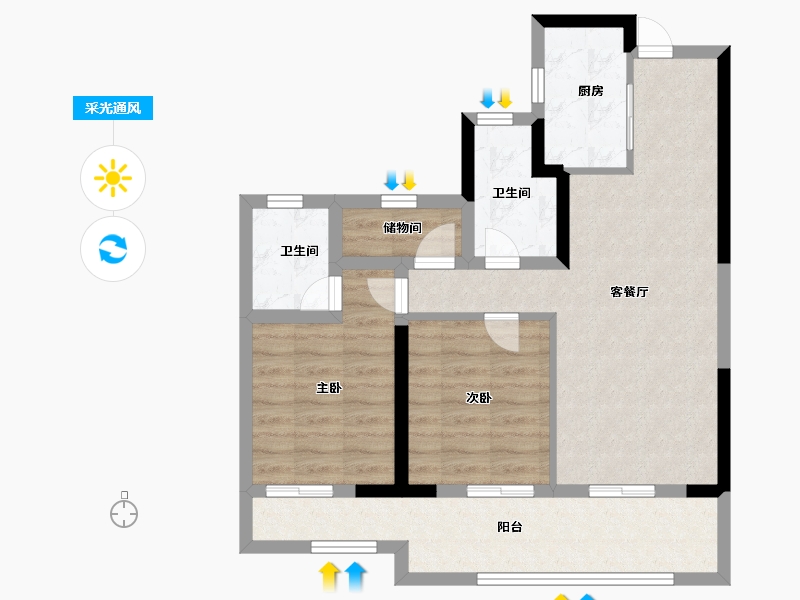 浙江省-温州市-西塘未来社区-71.39-户型库-采光通风