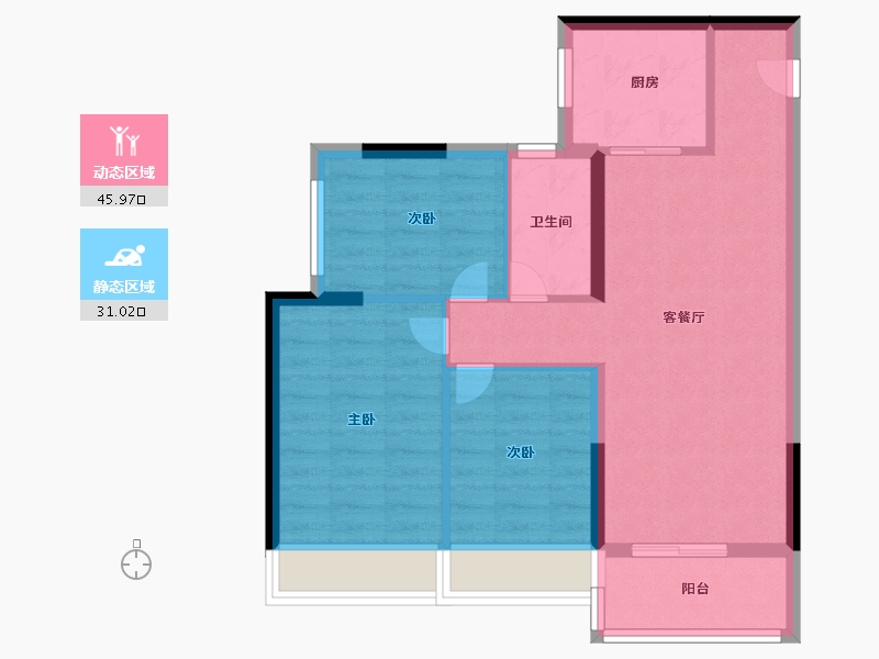 海南省-海口市-中海学仕里-68.80-户型库-动静分区