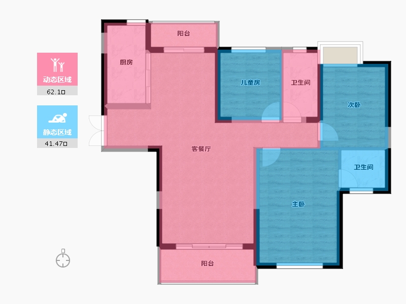 湖南省-长沙市-深业沙河城-93.42-户型库-动静分区