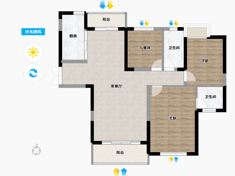 湖南省-长沙市-深业沙河城-93.42-户型库-采光通风