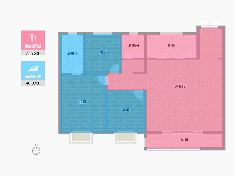 陕西省-西安市-国宸府-114.40-户型库-动静分区