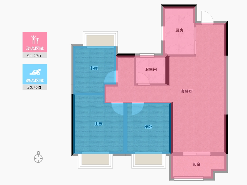 上海-上海市-中建御湖澜庭-72.68-户型库-动静分区