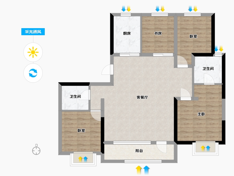 吉林省-长春市-大众理想城市-110.00-户型库-采光通风