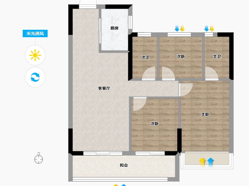 浙江省-嘉兴市-融创·嘉望府-78.40-户型库-采光通风