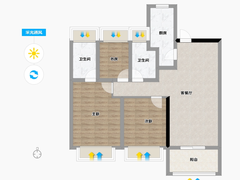 上海-上海市-保利·明玥霞光-81.15-户型库-采光通风