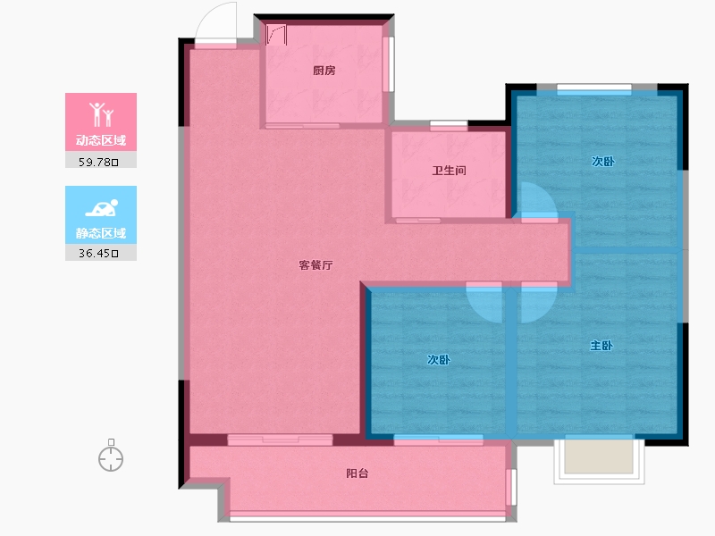 江苏省-连云港市-港利·上城-86.40-户型库-动静分区