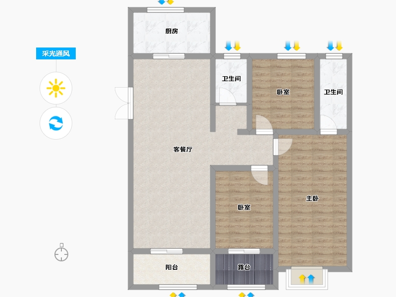 河南省-濮阳市-东湖花畔-103.00-户型库-采光通风