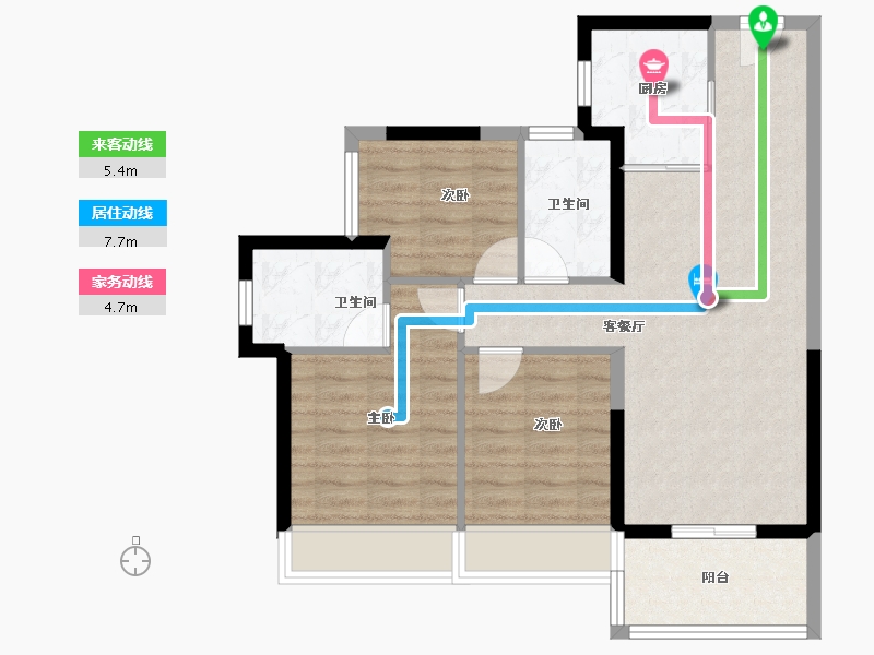 海南省-海口市-中海学仕里-75.99-户型库-动静线