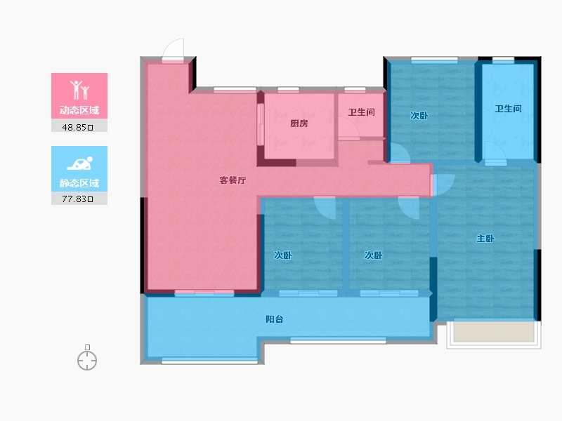 浙江省-温州市-翰林九境-113.60-户型库-动静分区