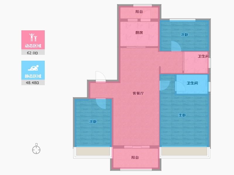 陕西省-渭南市-渭南碧桂园·壹号公馆-100.00-户型库-动静分区