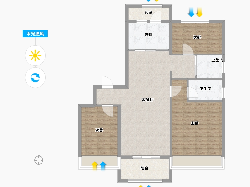 陕西省-渭南市-渭南碧桂园·壹号公馆-100.00-户型库-采光通风