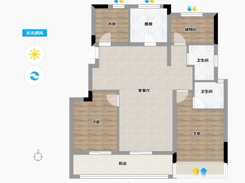 浙江省-湖州市-诚通南林春晓-87.21-户型库-采光通风