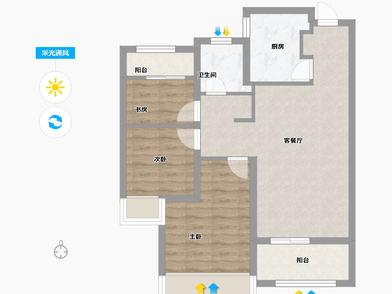 浙江省-温州市-华宇麓城荟-63.20-户型库-采光通风