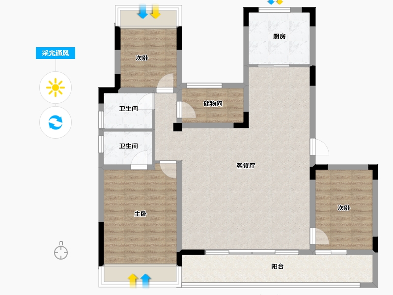 浙江省-湖州市-诚通南林春晓-112.00-户型库-采光通风