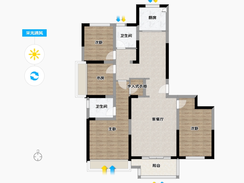 河南省-洛阳市-蓝城蘭园-110.00-户型库-采光通风