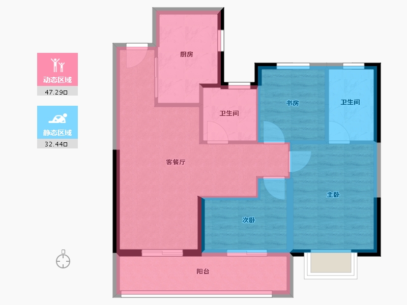 浙江省-宁波市-荣安观棠晴雨府-71.21-户型库-动静分区