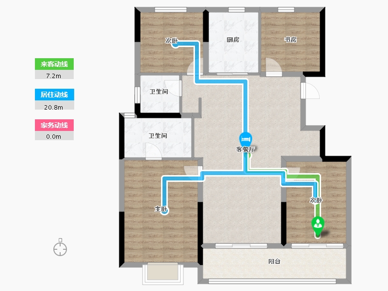 浙江省-宁波市-老江东·东境润府-111.21-户型库-动静线