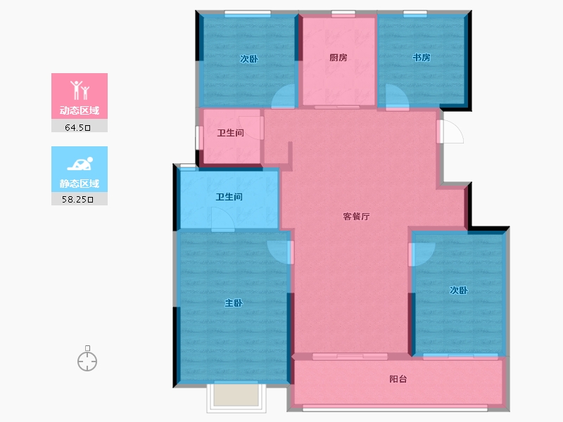 浙江省-宁波市-老江东·东境润府-111.21-户型库-动静分区