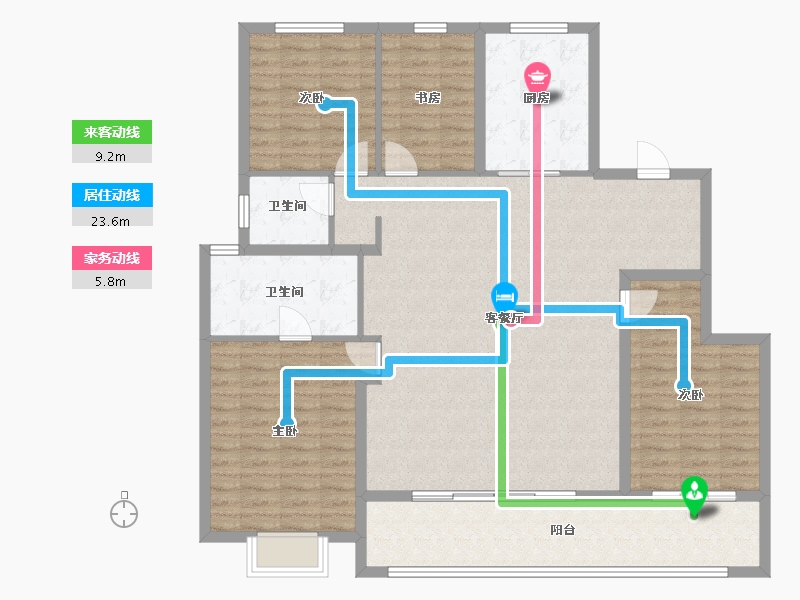 浙江省-宁波市-老江东·东境润府-134.41-户型库-动静线