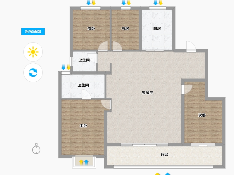 浙江省-宁波市-老江东·东境润府-134.41-户型库-采光通风