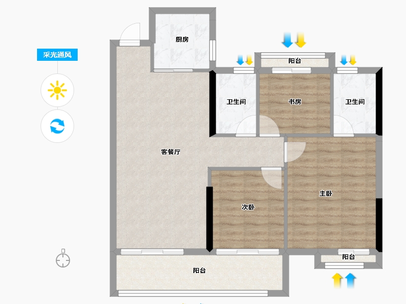 浙江省-温州市-白鹭公馆-88.00-户型库-采光通风