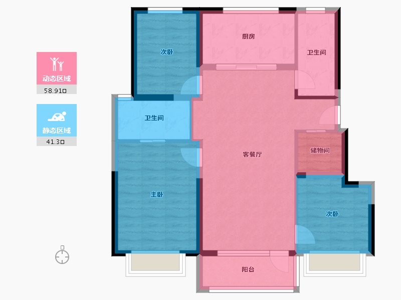 北京-北京市-公园和御-89.95-户型库-动静分区