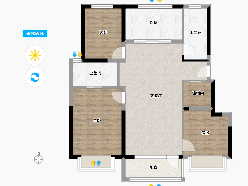 北京-北京市-公园和御-89.95-户型库-采光通风