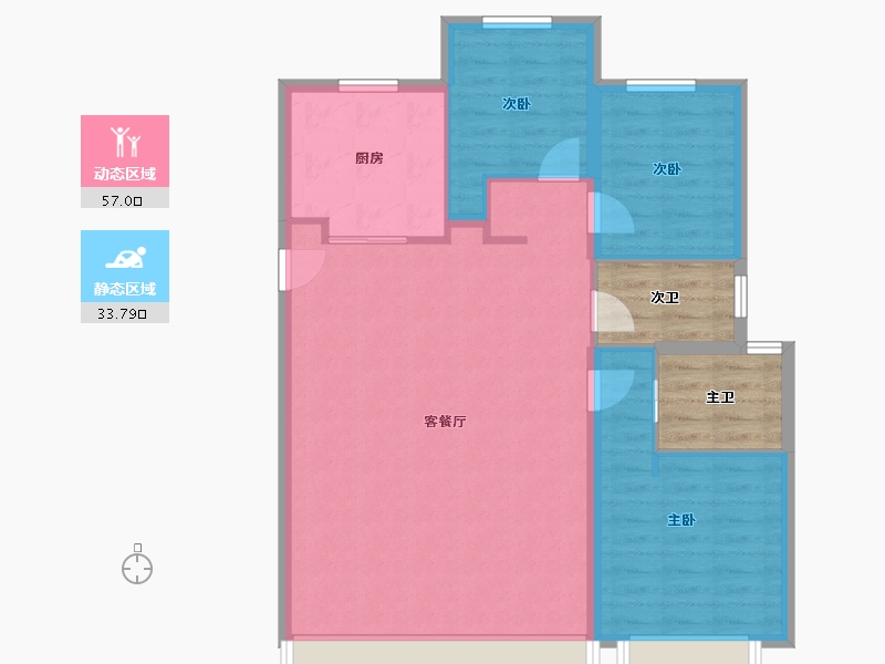 北京-北京市-金隅昆泰云筑-91.59-户型库-动静分区