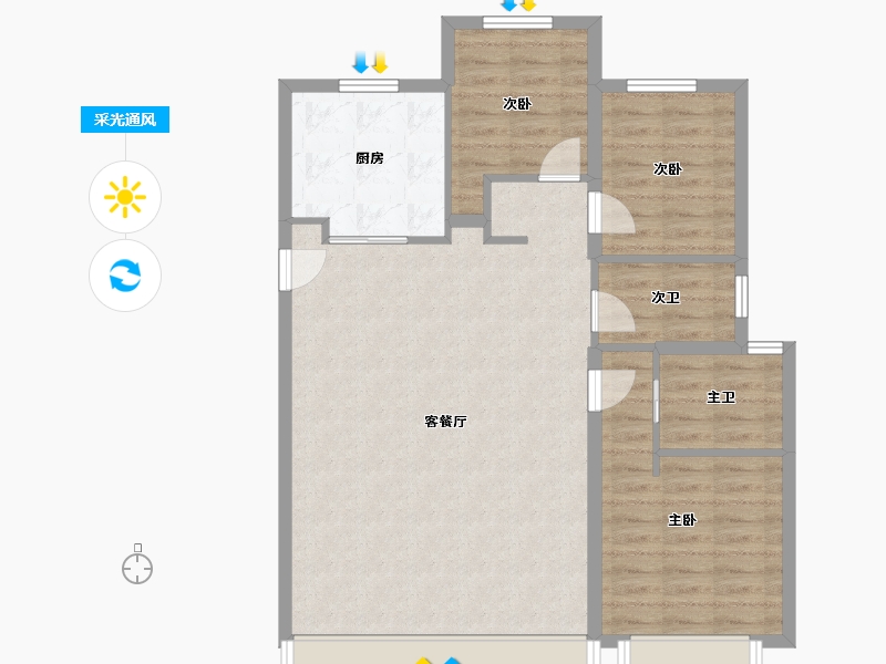 北京-北京市-金隅昆泰云筑-91.59-户型库-采光通风