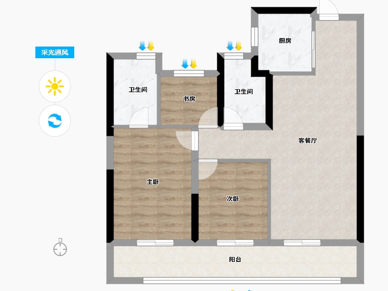 浙江省-温州市-翰林九境-71.20-户型库-采光通风