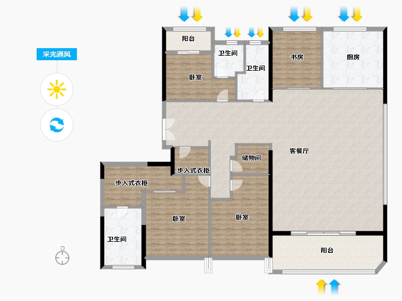 浙江省-温州市-天樾玺-220.00-户型库-采光通风