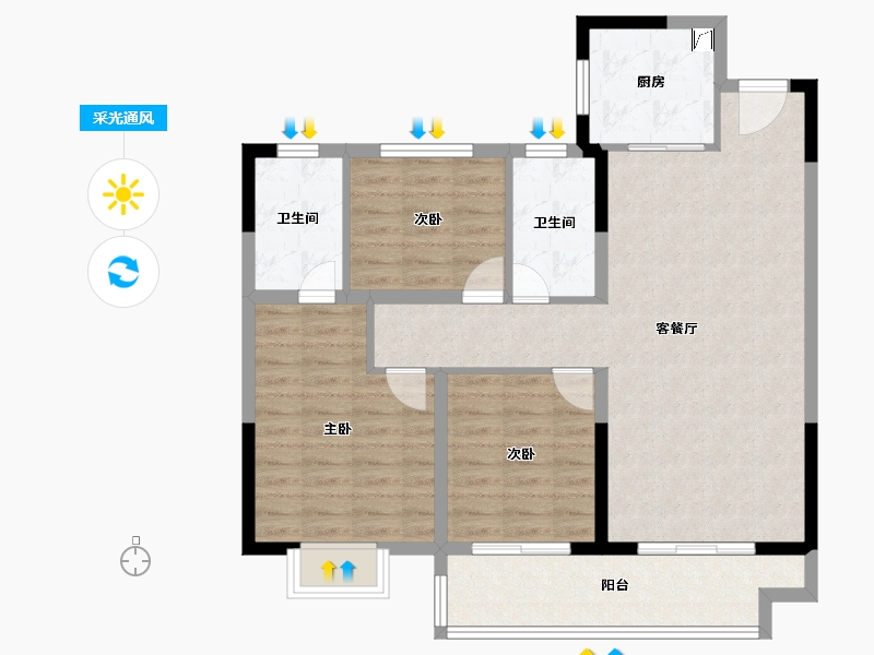 江苏省-连云港市-港利·上城-92.00-户型库-采光通风