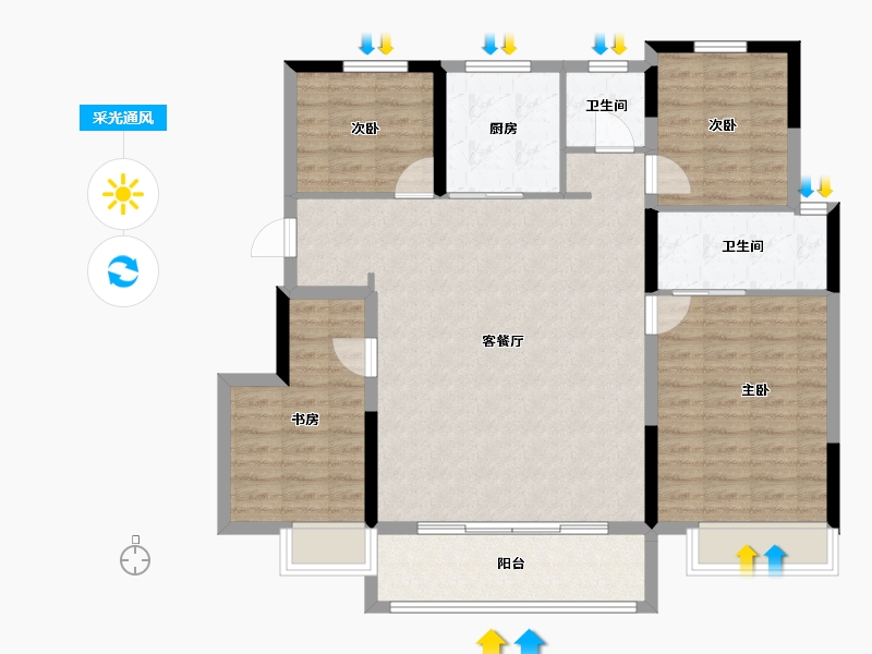 浙江省-湖州市-中南君启-105.26-户型库-采光通风