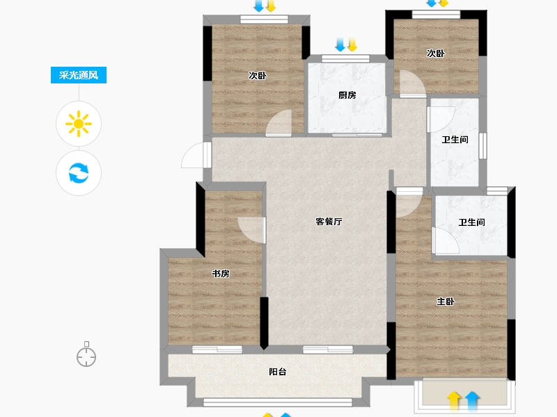 浙江省-湖州市-中南君启-89.71-户型库-采光通风