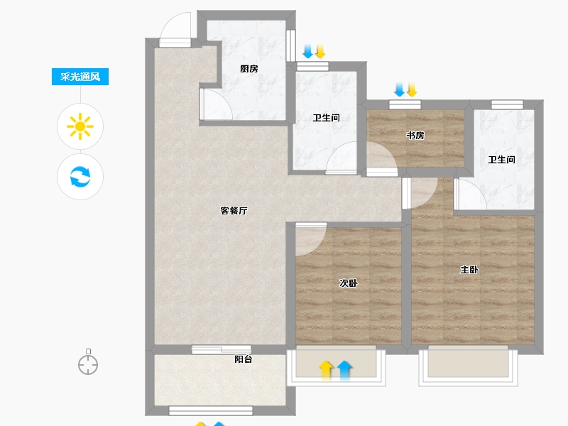 浙江省-温州市-华宇麓城荟-71.20-户型库-采光通风