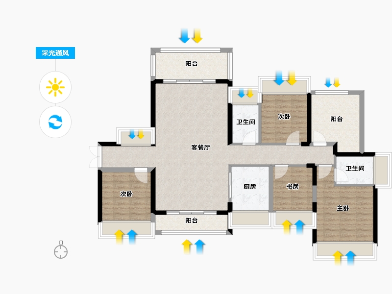 广东省-揭阳市-星河明珠湾4期-123.00-户型库-采光通风