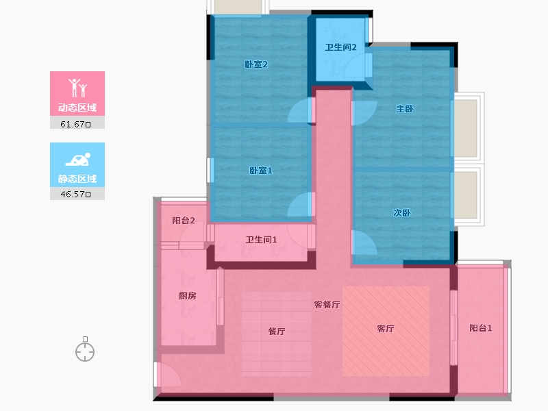 重庆-重庆市-时代广场-96.45-户型库-动静分区