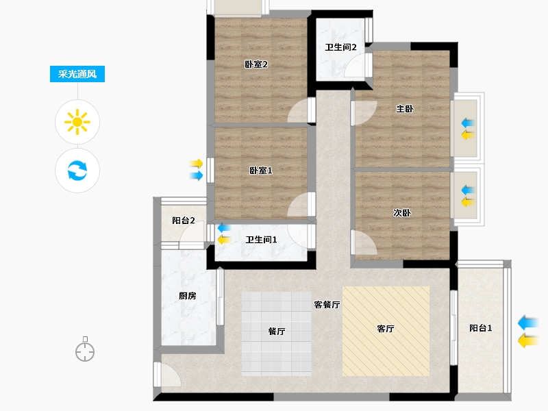 重庆-重庆市-时代广场-96.45-户型库-采光通风