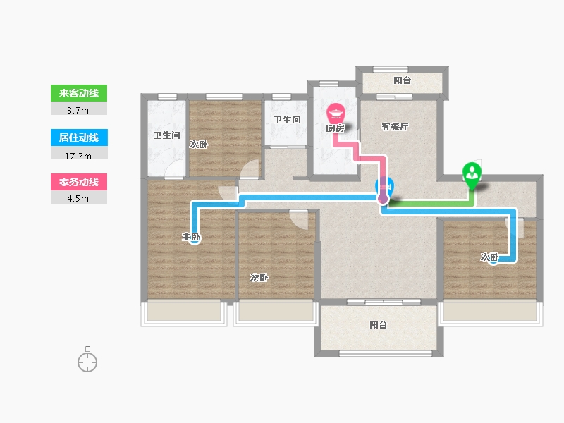 陕西省-渭南市-渭南碧桂园·壹号公馆-114.40-户型库-动静线