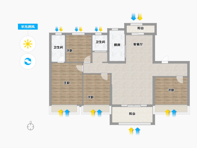 陕西省-渭南市-渭南碧桂园·壹号公馆-114.40-户型库-采光通风