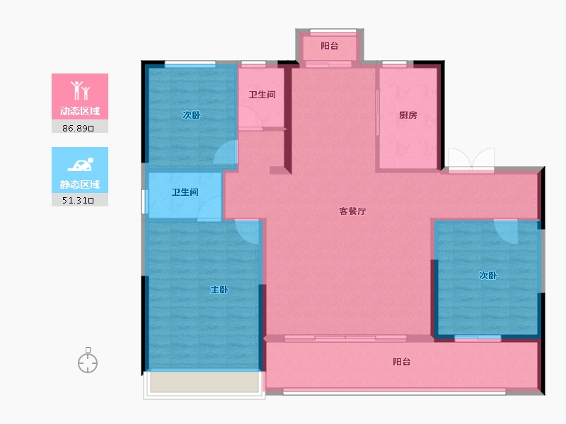 浙江省-温州市-天樾玺-126.40-户型库-动静分区