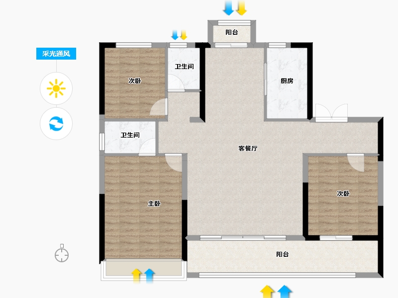 浙江省-温州市-天樾玺-126.40-户型库-采光通风