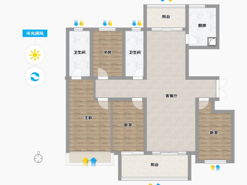 河南省-商丘市-珺和府-116.25-户型库-采光通风