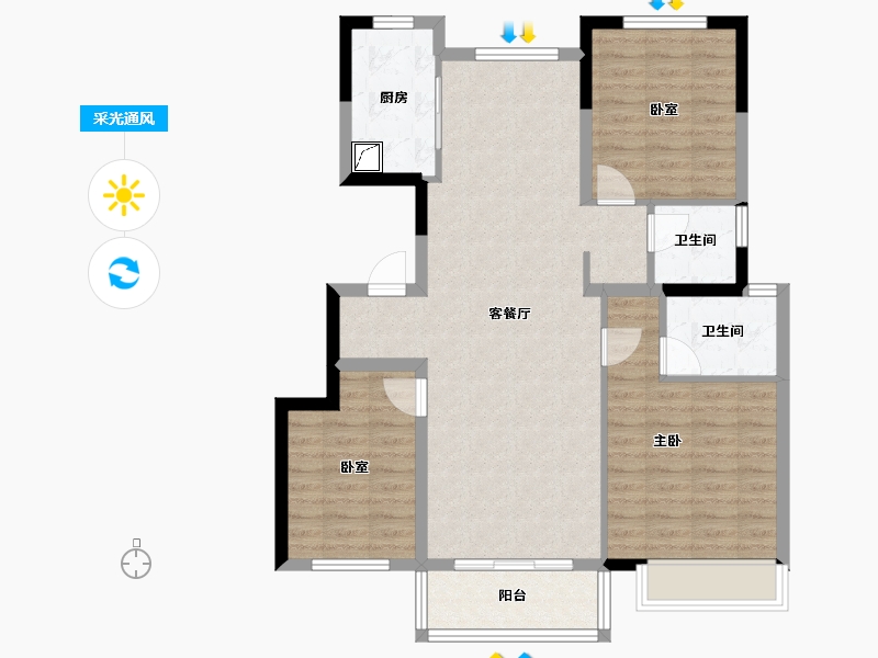 河南省-商丘市-亿洲·山水御府-91.53-户型库-采光通风