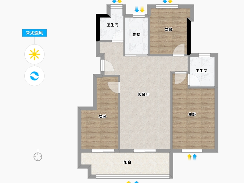 福建省-三明市-美岭·新澜湾-76.67-户型库-采光通风